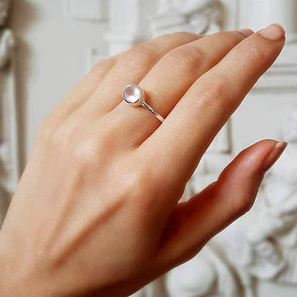 Stone Beauty Rose Quartz Silver Ring - Size 6 Crystal Earth Sterling