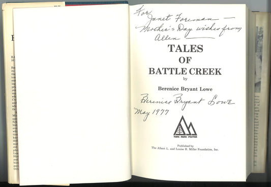 Tales of Battle Creek (Signed) Berenice Bryant Lowe