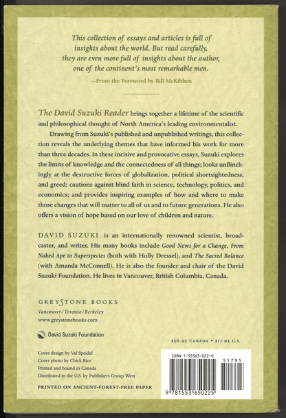 The David Suzuki Reader: A Lifetime of Ideas from a Leading Activist and Thinker (David Suzuki Institute) - The Bookstore