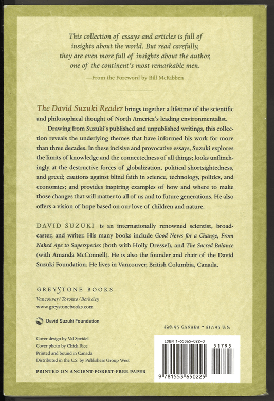 The David Suzuki Reader: A Lifetime of Ideas from a Leading Activist and Thinker (David Suzuki Institute) - The Bookstore