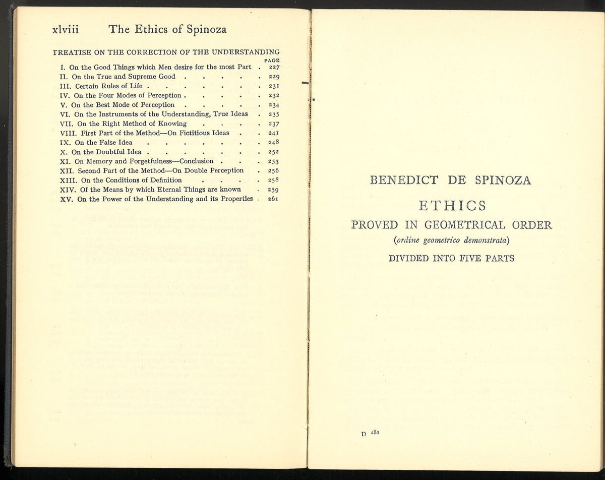 The Ethics of Spinoza and "De Intellectus Emendatione" My Store