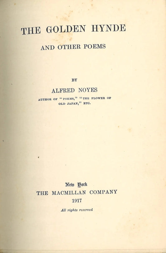 The Golden Hynde and Other Poems (1917) - The Bookstore