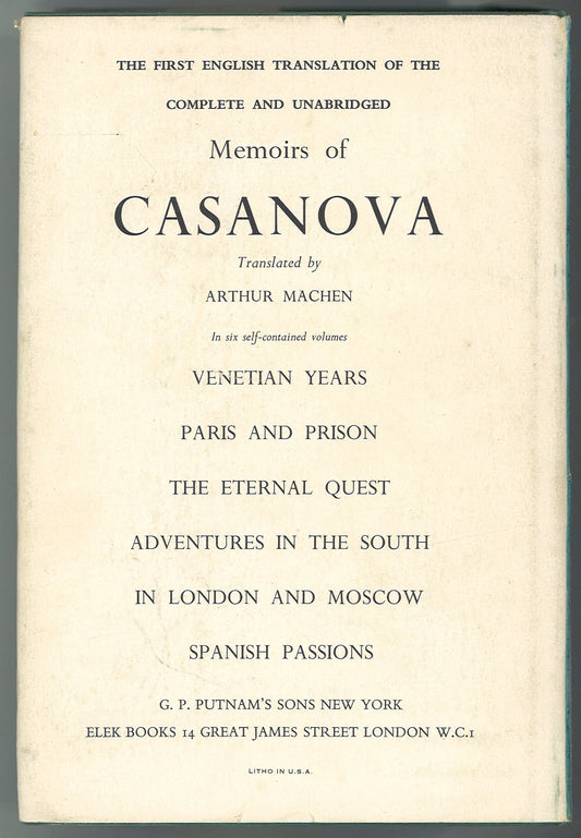 The Memoirs of Jacques Casanova de Seingalt - Venetian Years - The Bookstore