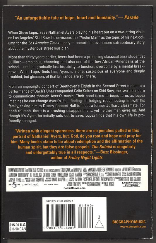 The Soloist: A Lost Dream, an Unlikely Friendship, and the Redemptive Power of Music (Mti) - The Bookstore