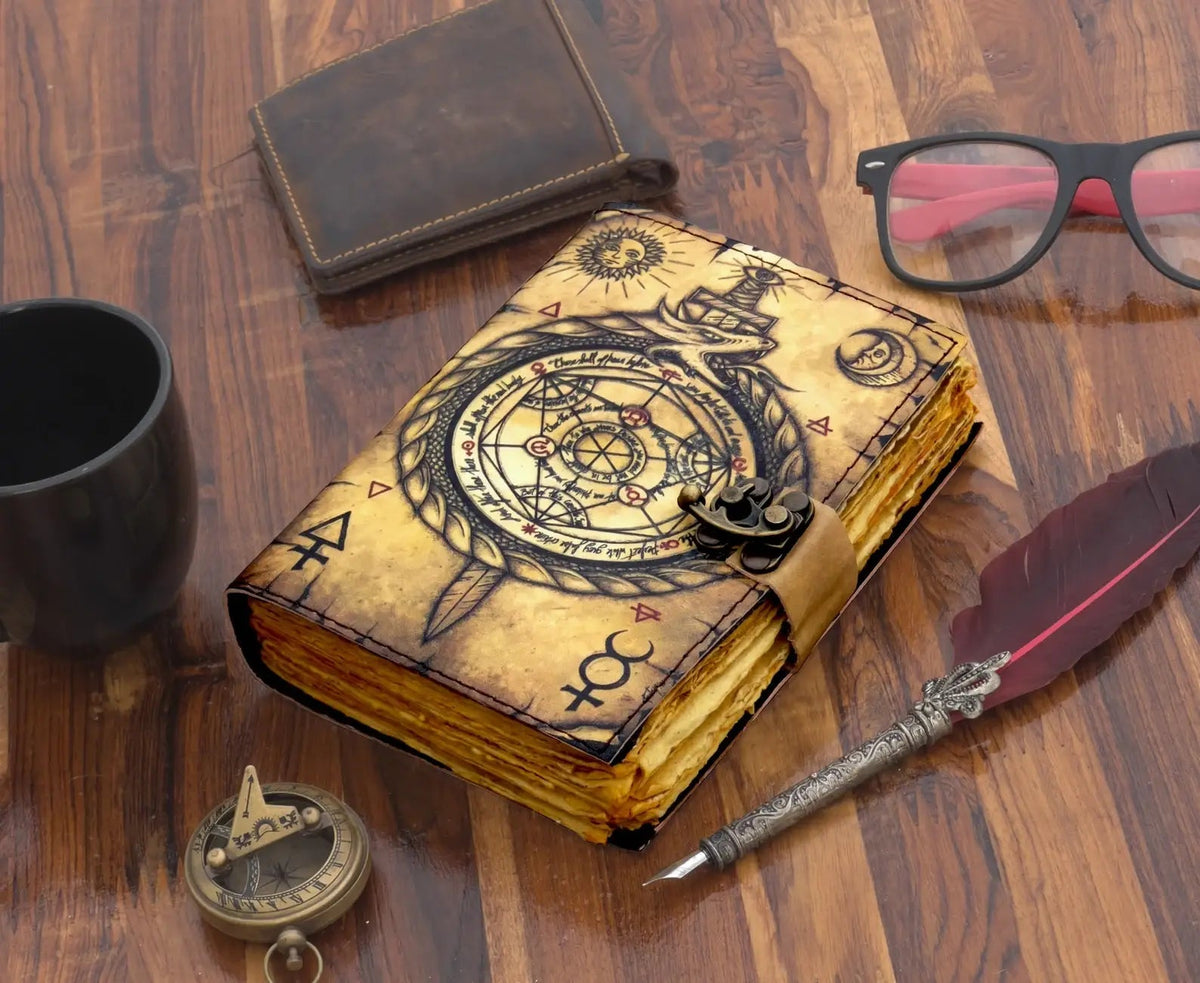 Vintage Leather Journal with Compass Print R K Handicrafts and Exporters
