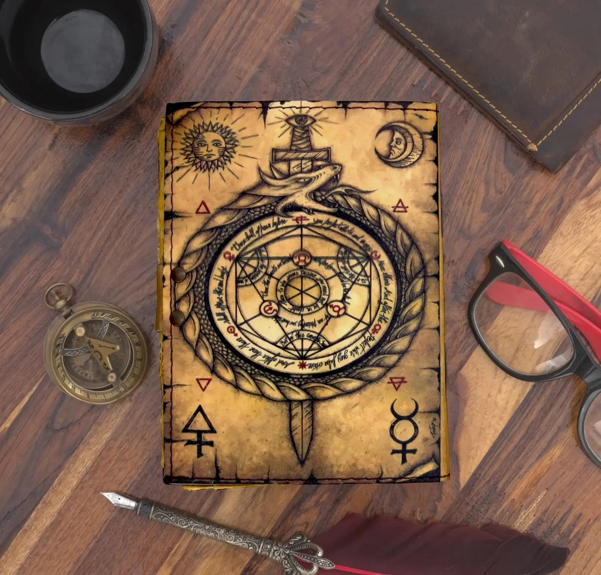Vintage Leather Journal with Compass Print R K Handicrafts and Exporters