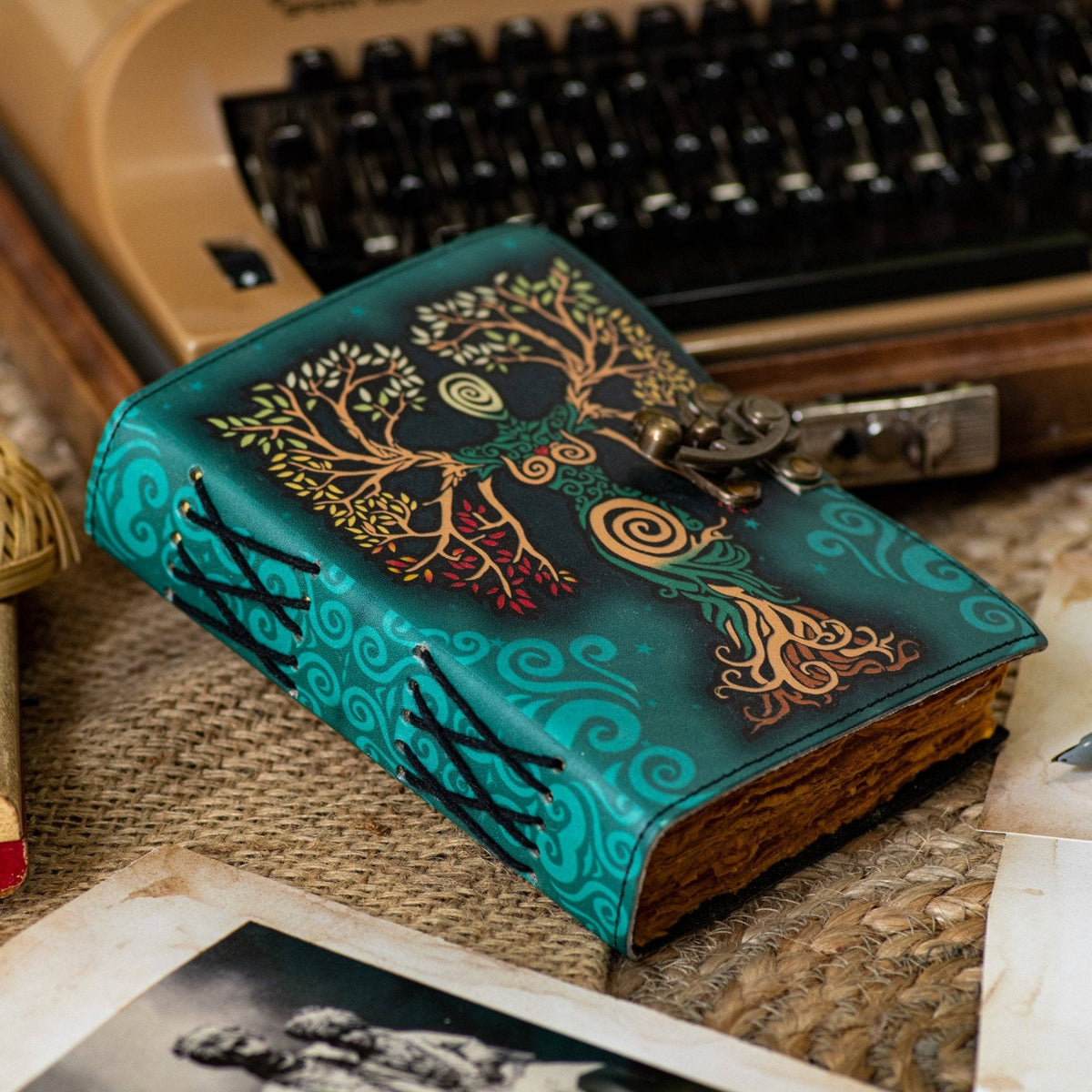 Vintage Leather Journal with Mother of Earth Print R K Handicrafts and Exporters