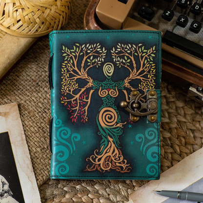 Vintage Leather Journal with Mother of Earth Print R K Handicrafts and Exporters